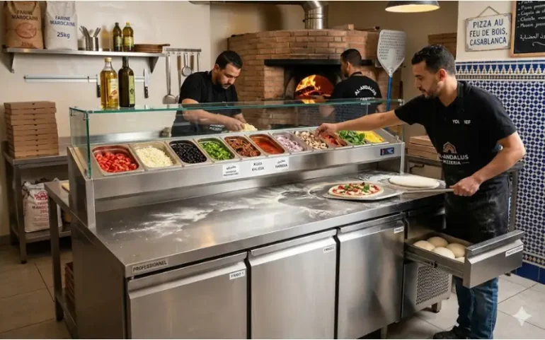 Table de préparation pizza professionnelle réfrigérée pour pizzeria au Maroc