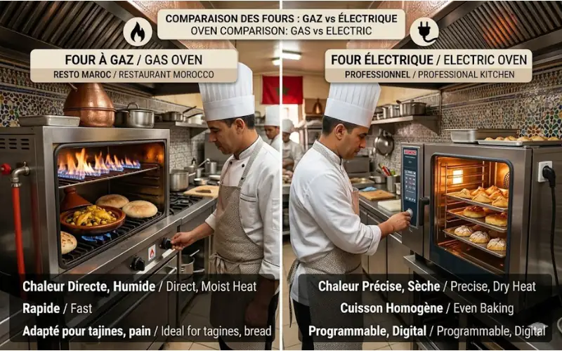 Comparaison four à gaz et four électrique professionnel pour restaurant au Maroc