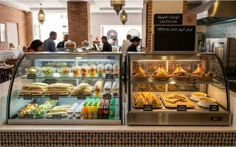 itrines chaudes et réfrigérées pour snack professionnel à Fès Maroc
