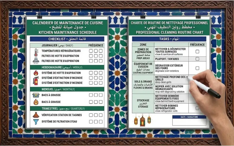 Calendrier d'entretien recommandé pour matériel de cuisine professionnelle à Fès Maroc