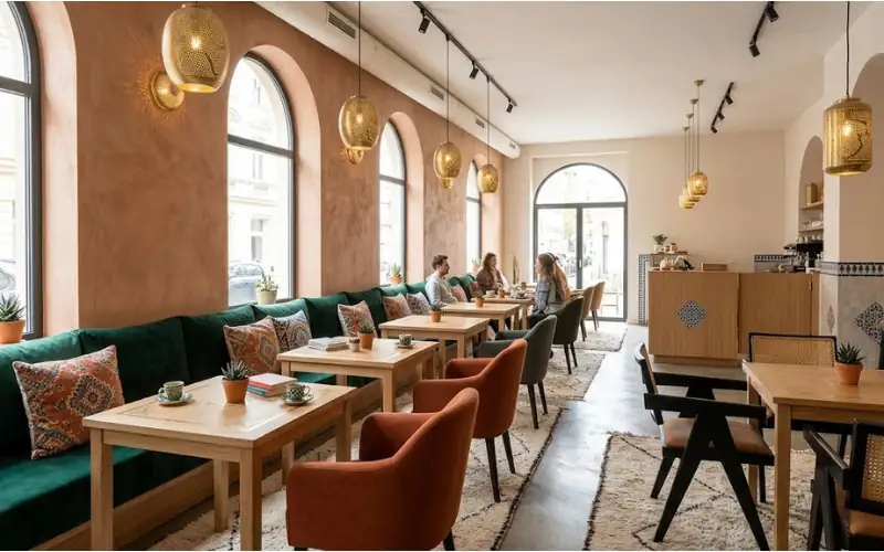 Mobilier et aménagement professionnel pour café et cafétéria à Fès Maroc